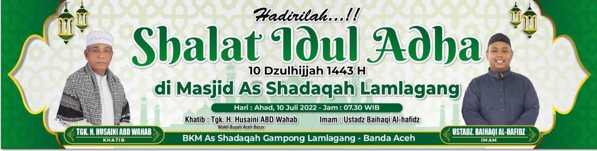 Kombinasi hijau, putih, dan emas sebagai warna banner Idul Adha