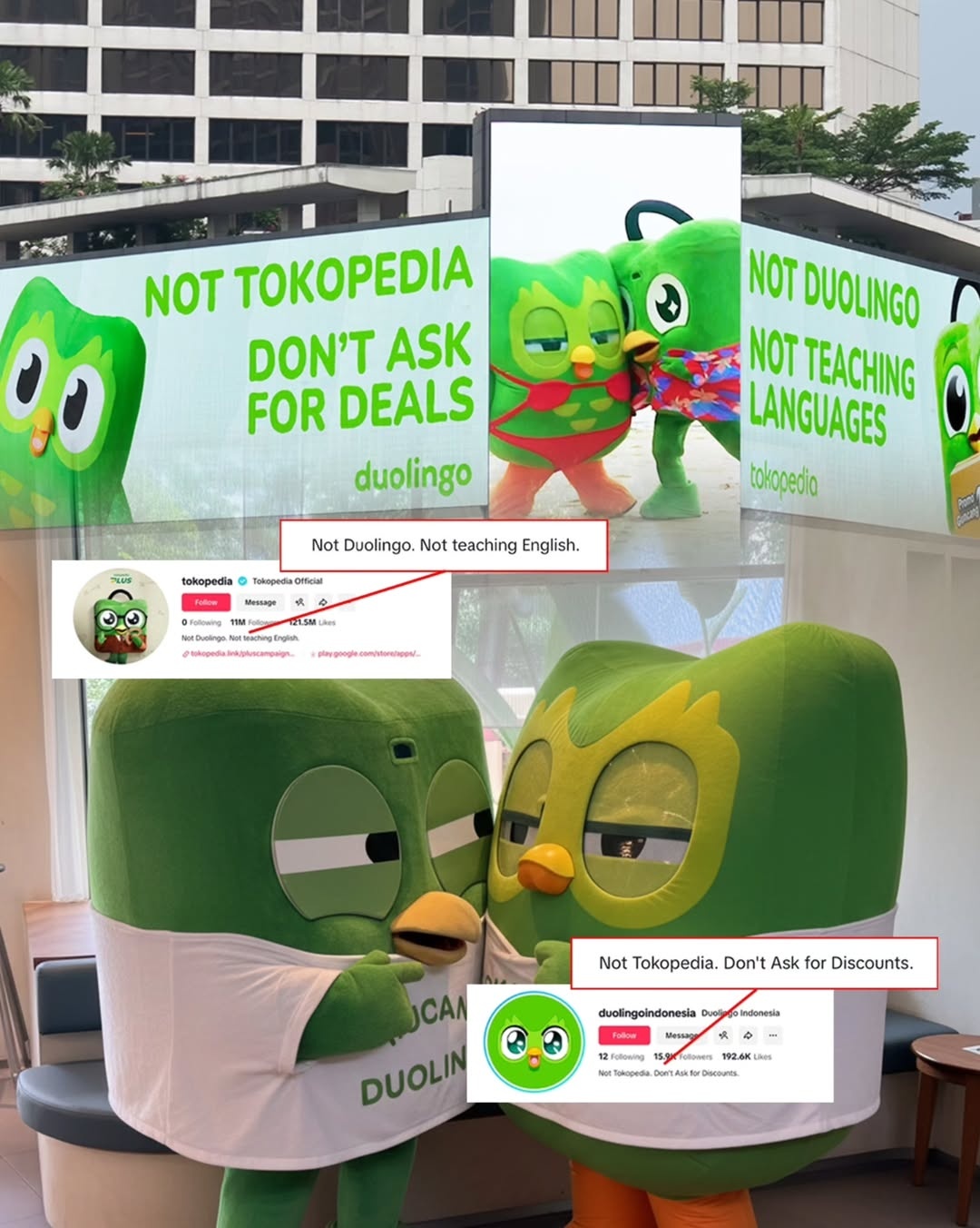 Buzz marketing Tokopedia dan Duolingo di videotron Bundaran HI